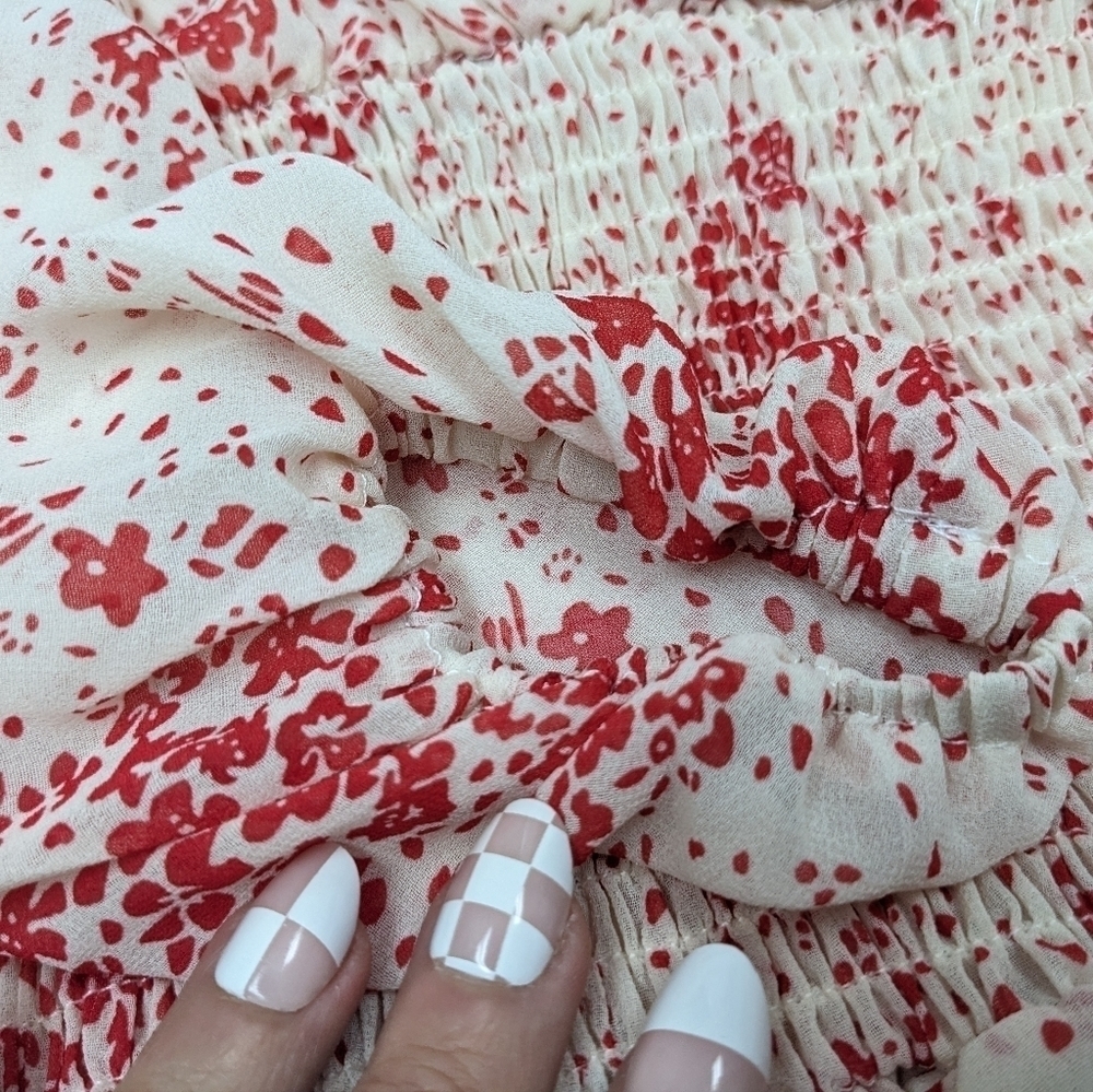 Princess Polly Altona white and red floral long sleeves mini dress size 2 - Picture 8 of 15